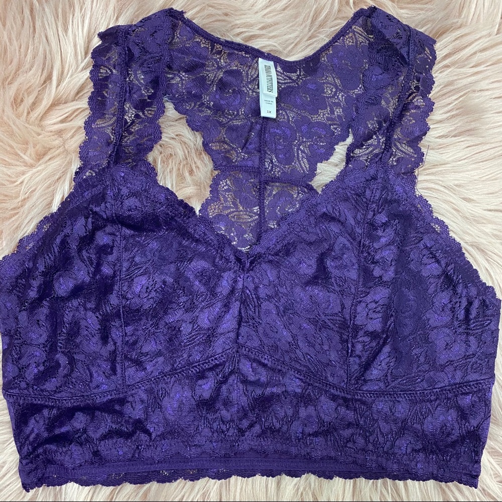 PLUS PURPLE STRETCH LACE BRALETTE HOURGL… - Picture 2 of 5
